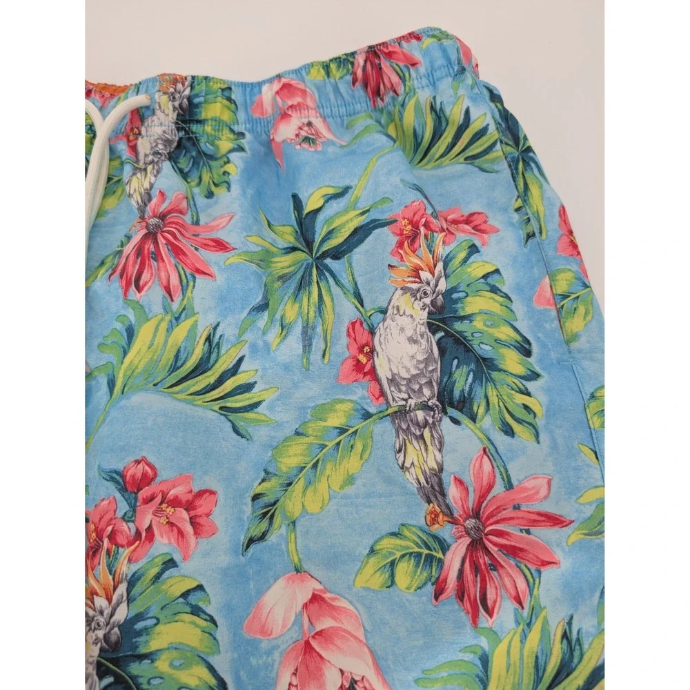 Tommy Bahama Swim Trunks Mens Large Blue‎ Tropical Parrot Floral Board Shorts 6